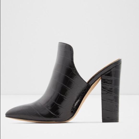 NEW Aldo Black Croc High Heel Mule - Size 8 - Picture 3 of 8